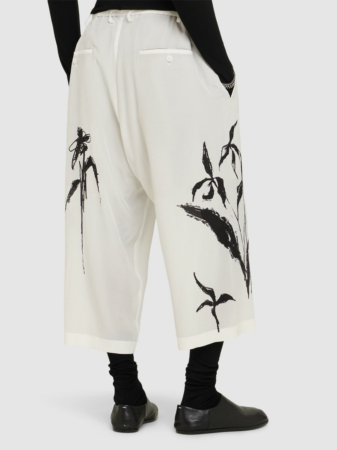 YOHJI YAMAMOTO Belted Wide Silk Pants Yohji Yamamoto
