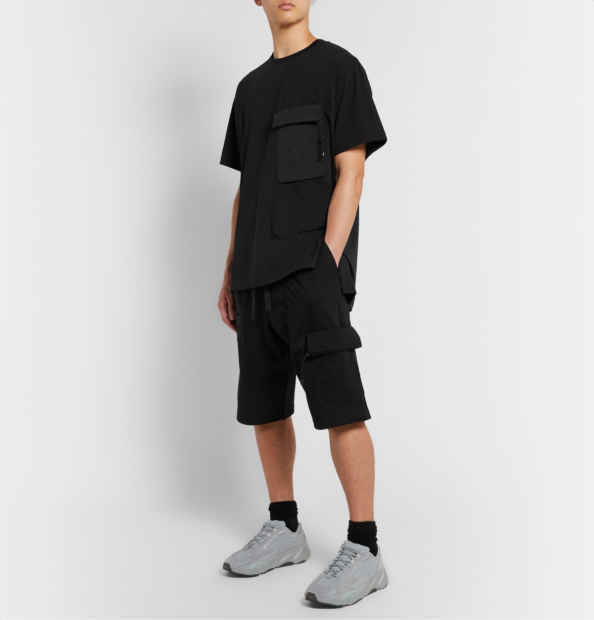 Y-3 - Wide-Leg Panelled Piqué and Cotton-Blend Jersey Drawstring