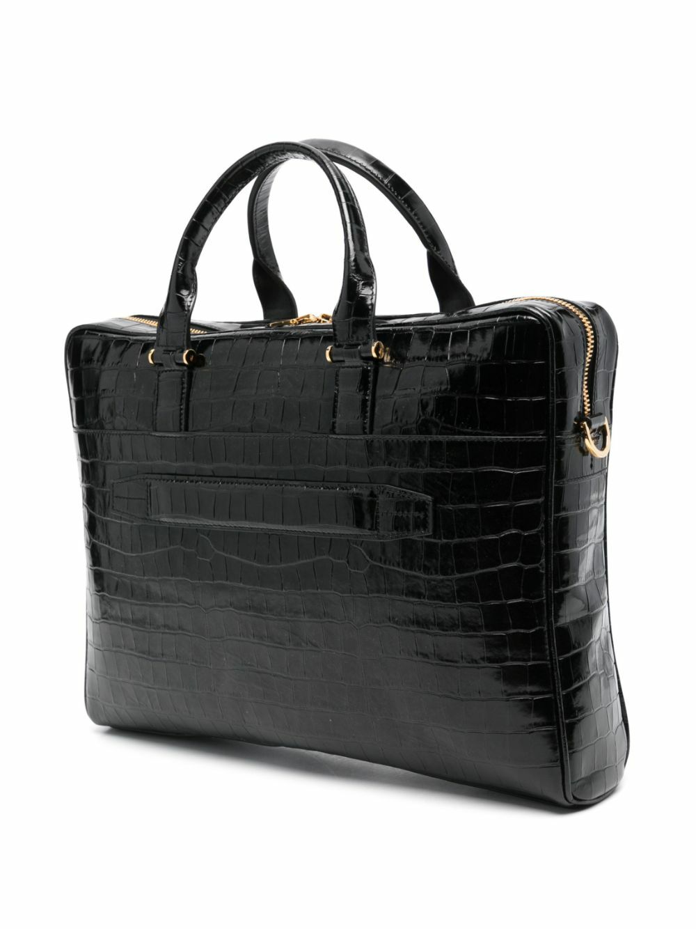 TOM FORD Black Crocodile-Effect Laptop Bag
