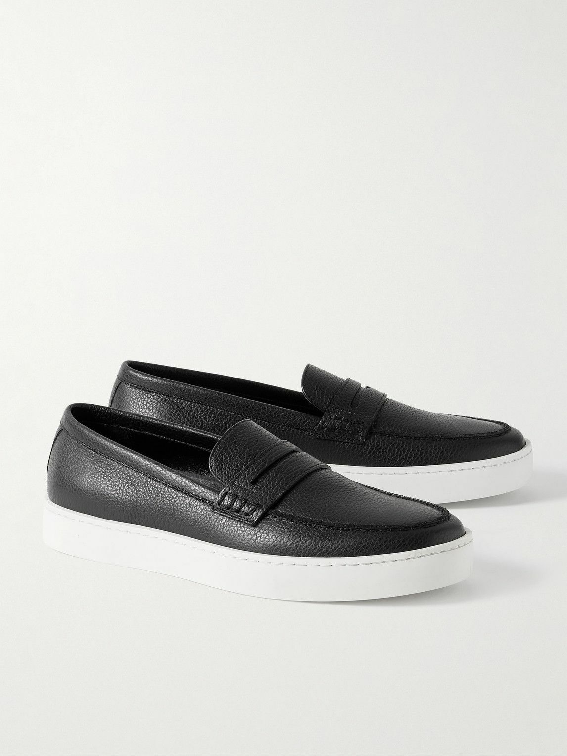 Manolo Blahnik - Ellis Full-Grain Leather Slip-On Sneakers - Black