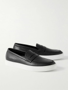 Manolo Blahnik - Ellis Full-Grain Leather Slip-On Sneakers - Black
