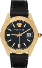 Versace Black & Gold Greca Time Watch