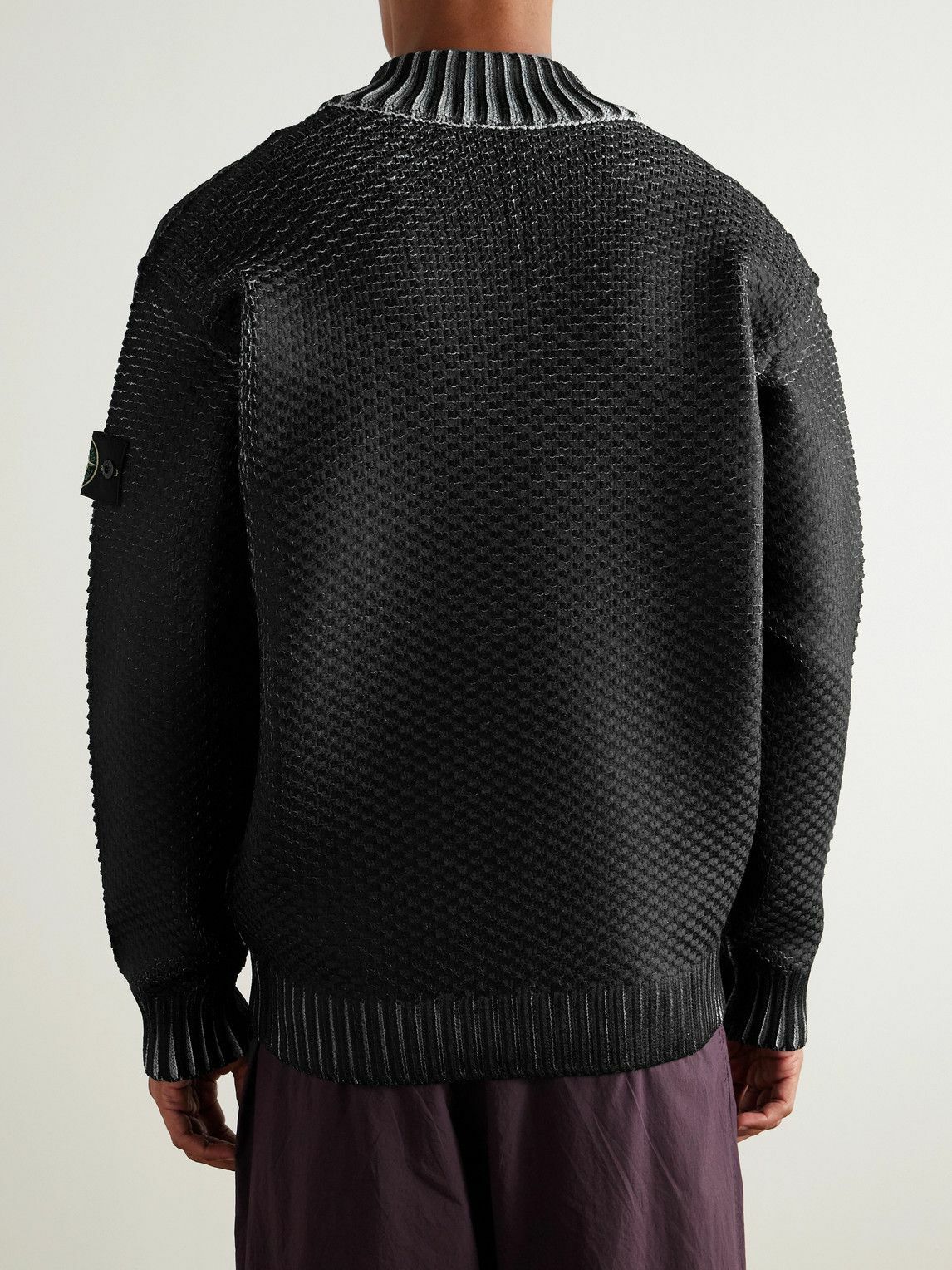 Stone Island - Sublimatic Ribbed-Knit Zip-Up Cardigan - Black