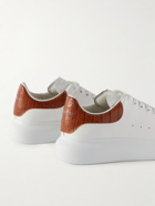 Alexander McQueen - Exaggerated-Sole Croc-Effect Trimmed Leather Sneakers - White