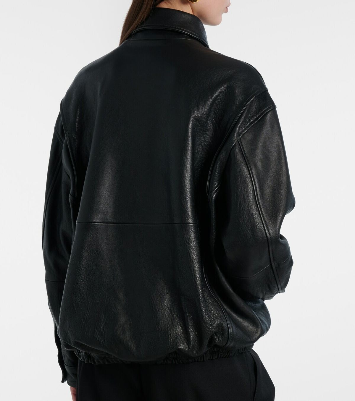 Nour Hammour Doran oversized leather blouson jacket