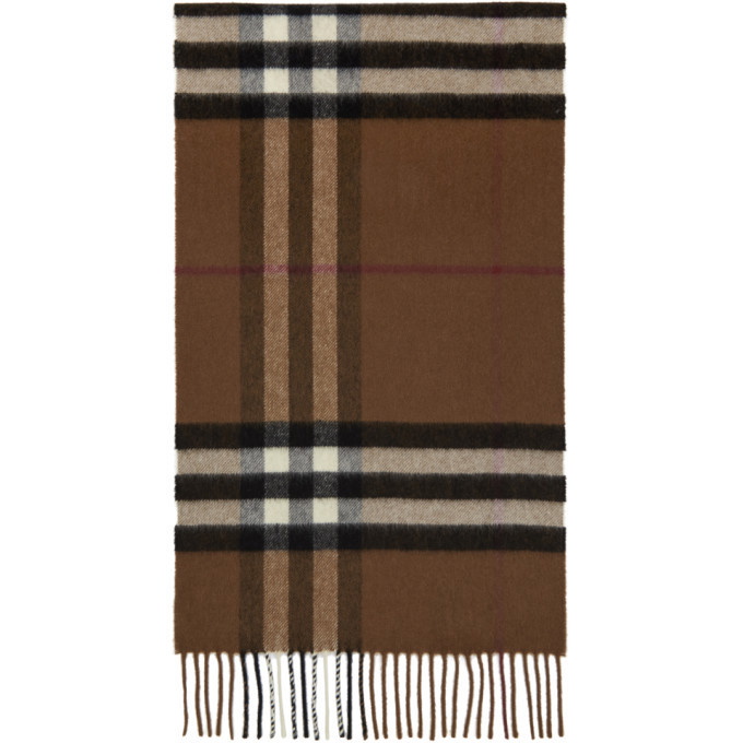 Photo: Burberry Brown Cashmere Classic Check Scarf