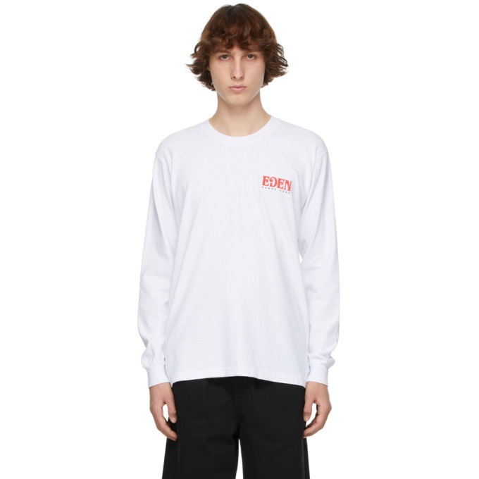Photo: EDEN power corp White and Red Recycled Cotton Logo Long Sleeve T-Shirt