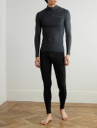 Falke - Printed Virgin Wool-Blend Half-Zip Ski Base Layer - Black