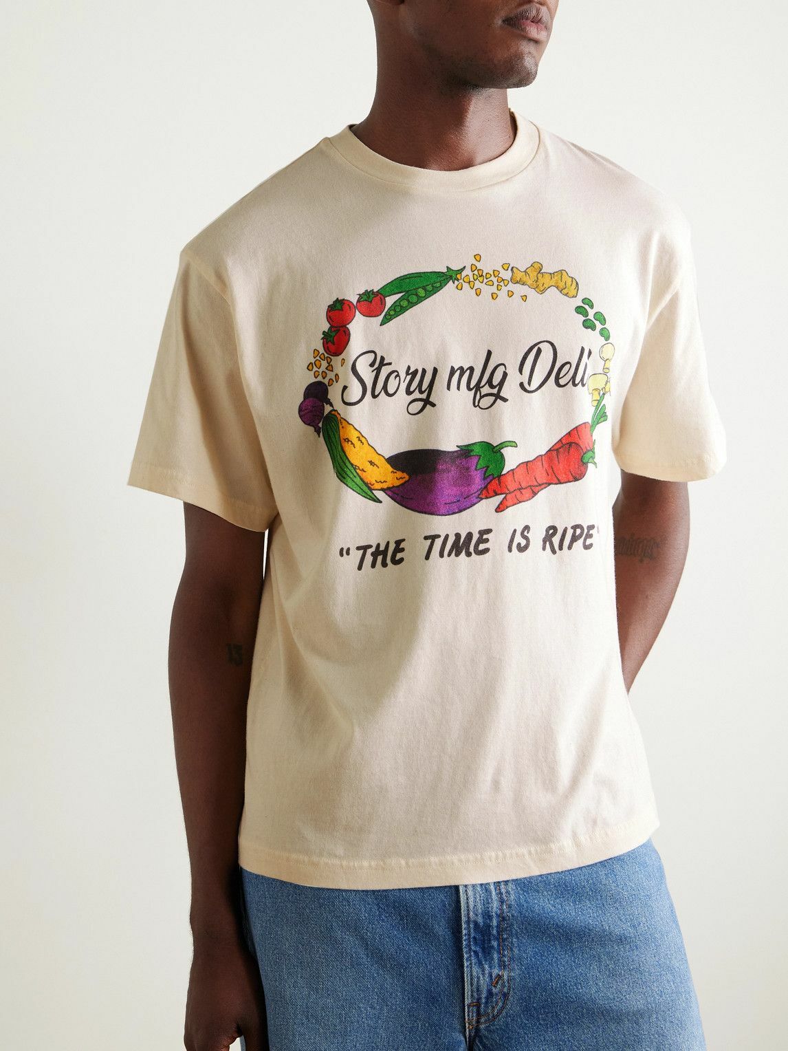 main story ロゴ Tシャツ Story mfg. - Grateful Logo-Print Organic Cotton-Jersey T-Shirt