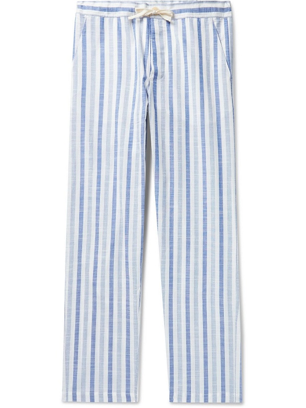 Photo: Oliver Spencer Loungewear - Striped Organic Cotton Pyjama Trousers - Blue
