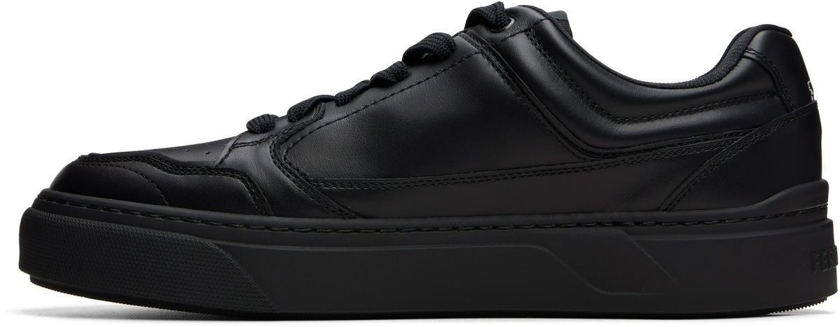 Ferragamo Black Gancini Leather Sneakers