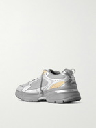 Golden Goose - Lightstar Rubber-Trimmed Metallic Leather and Mesh Sneakers - Silver