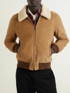 SAINT LAURENT - Shearling Blouson Jacket - Brown