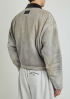 Acne Studios Leather-trim Cotton-twill Jacket White And Black