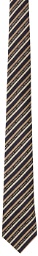 Versace Black & Beige Logo Regimental Tie