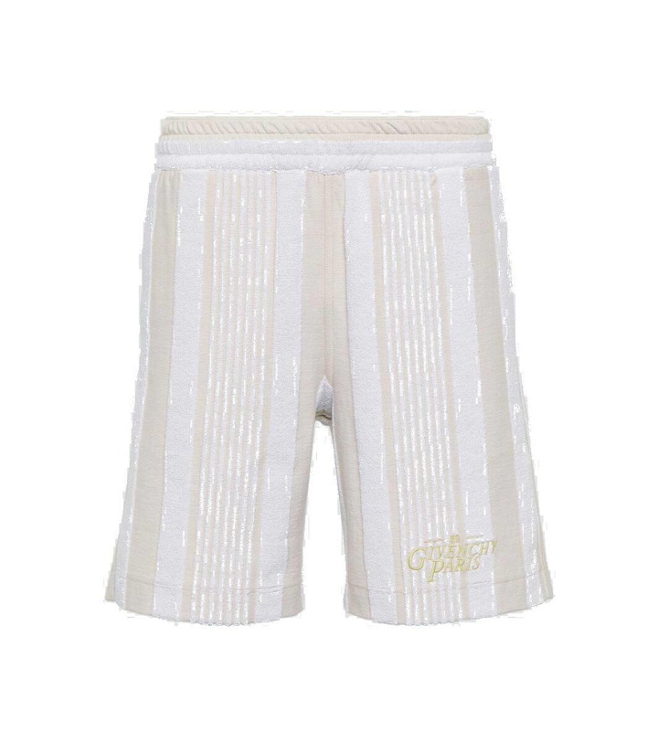 Photo: Givenchy G Plage striped cotton-blend terry Bermuda shorts