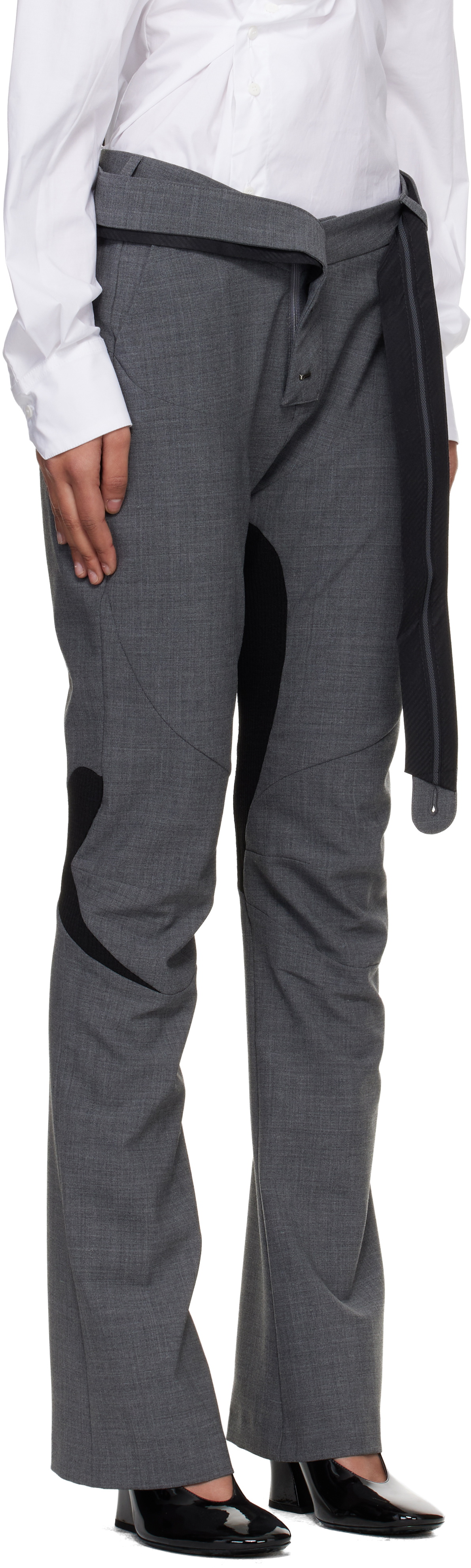 Ottolinger Gray Slim Multiline Suit Trousers