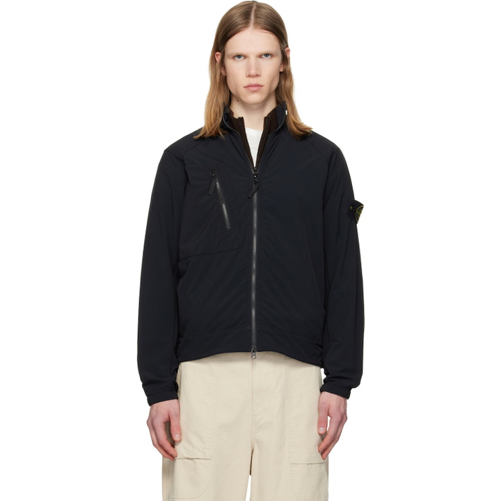 Photo: Stone Island Black 1200036 Stretch Nylon Tech Fleece Jacket