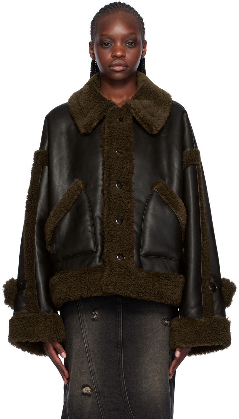 lesugiatelier Black & Brown Paneled Faux-Shearling Jacket