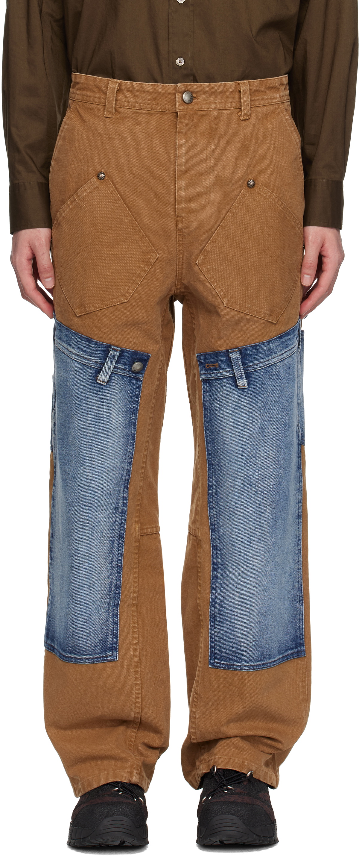 Andersson Bell Blue Dirty Spray Washed Wide Leg Jeans