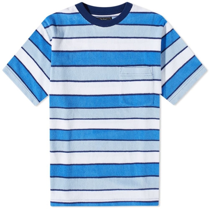 Photo: Beams Plus Men's Stripe Pile Pocket T-Shirt in Blue