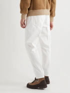 Brunello Cucinelli - Flamed Straight-Leg Garment-Dyed Cotton-Twill Trousers - White