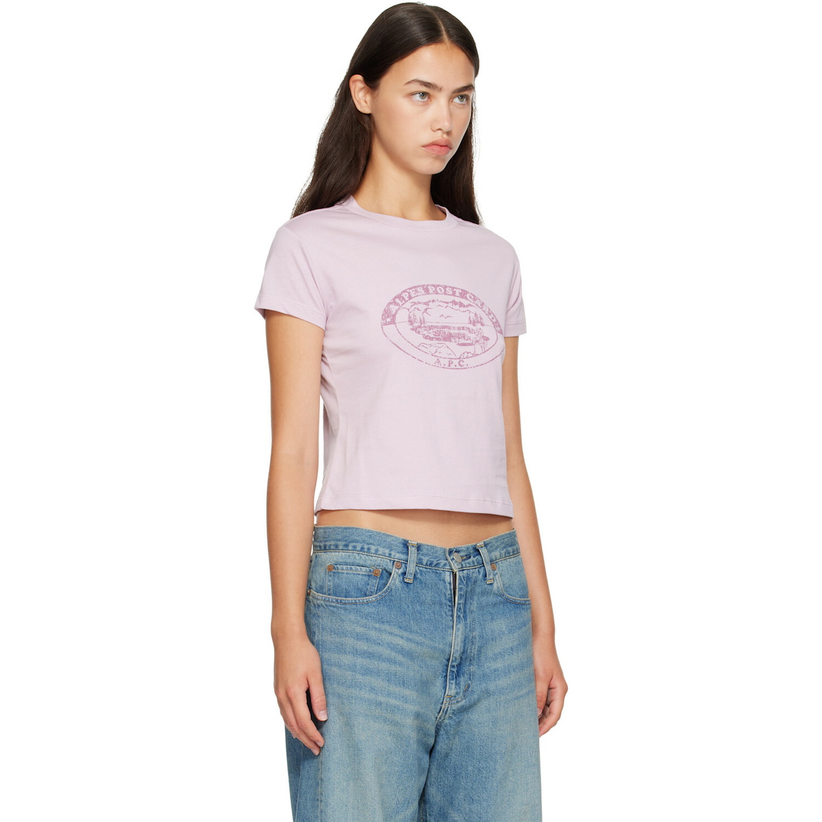 A.P.C. Pink Vintage Camping Logo T-shirt