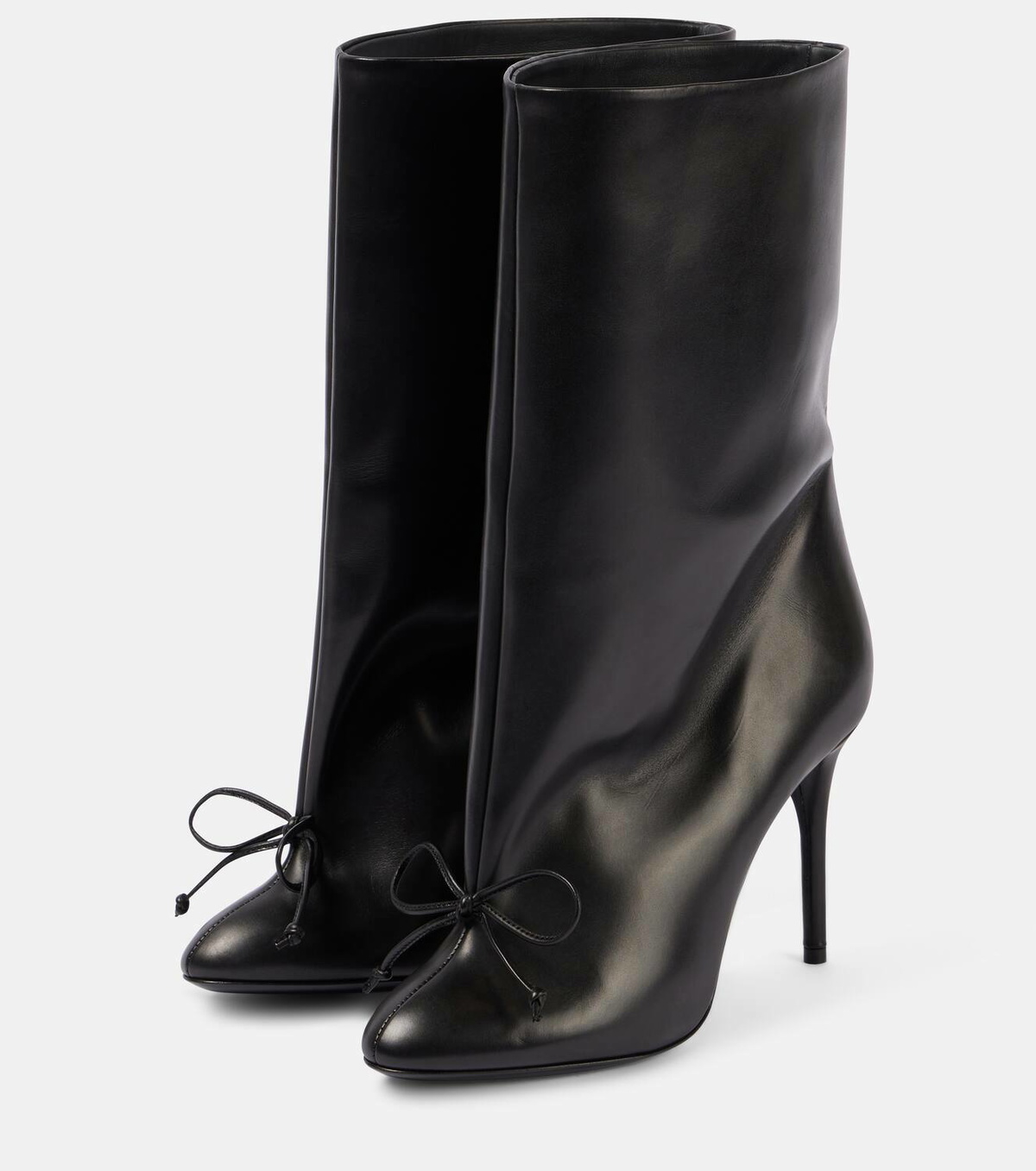 ALAIA 26S HEELED BOOTS 90 MM IN BLACK CALFSKIN
