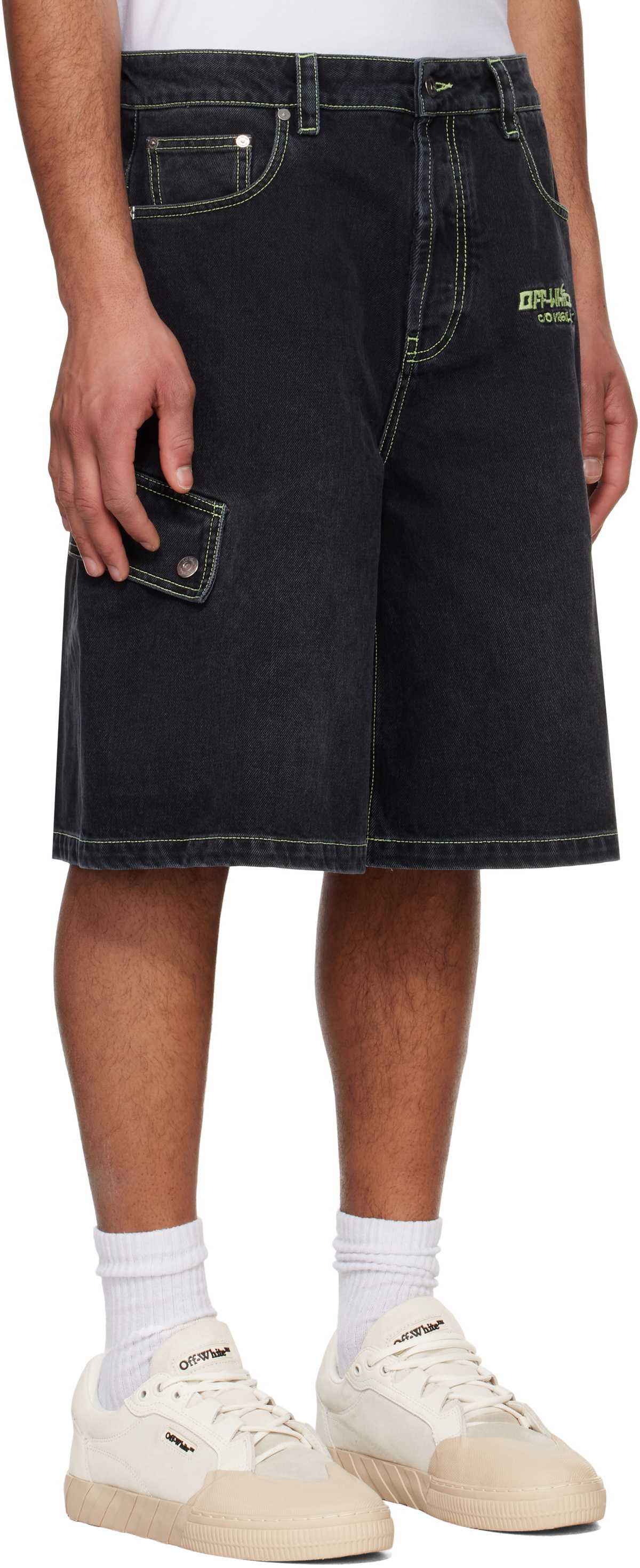 Off-White Black Safari Cargo Denim Shorts
