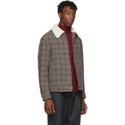 Barena Grey and Red Masolo Cimento Overshirt Jacket