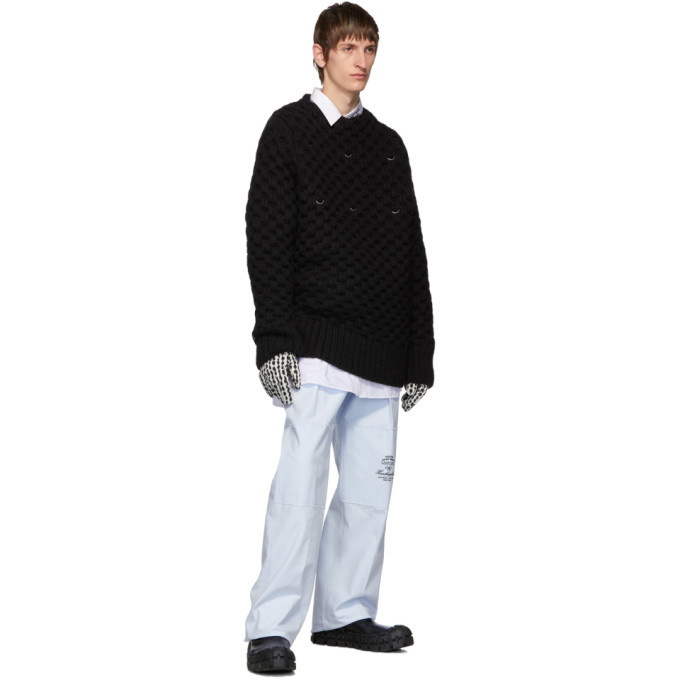 Raf Simons Black Wool Piercing Honey Stitch Sweater, Archive Collections