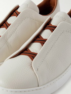 Zegna - Full-Grain Leather Slip-On Sneakers - White