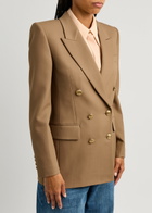 Chloe Women's Brown Double-Breasted Wool Blazer Size 40 (UK12 / M), Peaked Lapels & Padded Shoulders