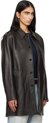 TONYWACK Brown Aged Lamb Leather Car Coat