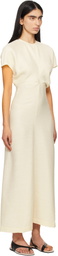 TOTEME Off-White Slouch Waist Crinkled Midi Dress