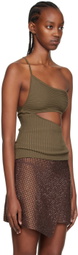 ANDREĀDAMO Khaki One Shoulder Tank Top