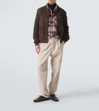 Slowear Cotton-trimmed suede bomber jacket