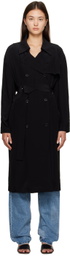 Theory Black Double-Breasted Trench Coat