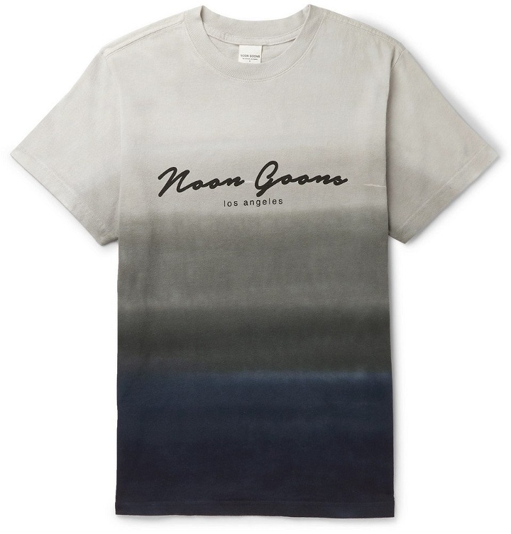 Photo: Noon Goons - Logo-Print Dégradé Cotton-Jersey T-Shirt - Gray