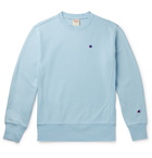 Champion - Logo-Embroidered Fleece-Back Cotton-Blend Jersey Sweatshirt - Blue