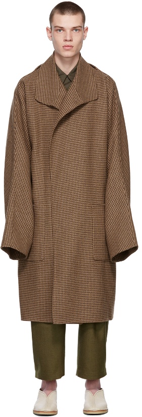 Photo: Hed Mayner Brown Wool Houndstooth Coat