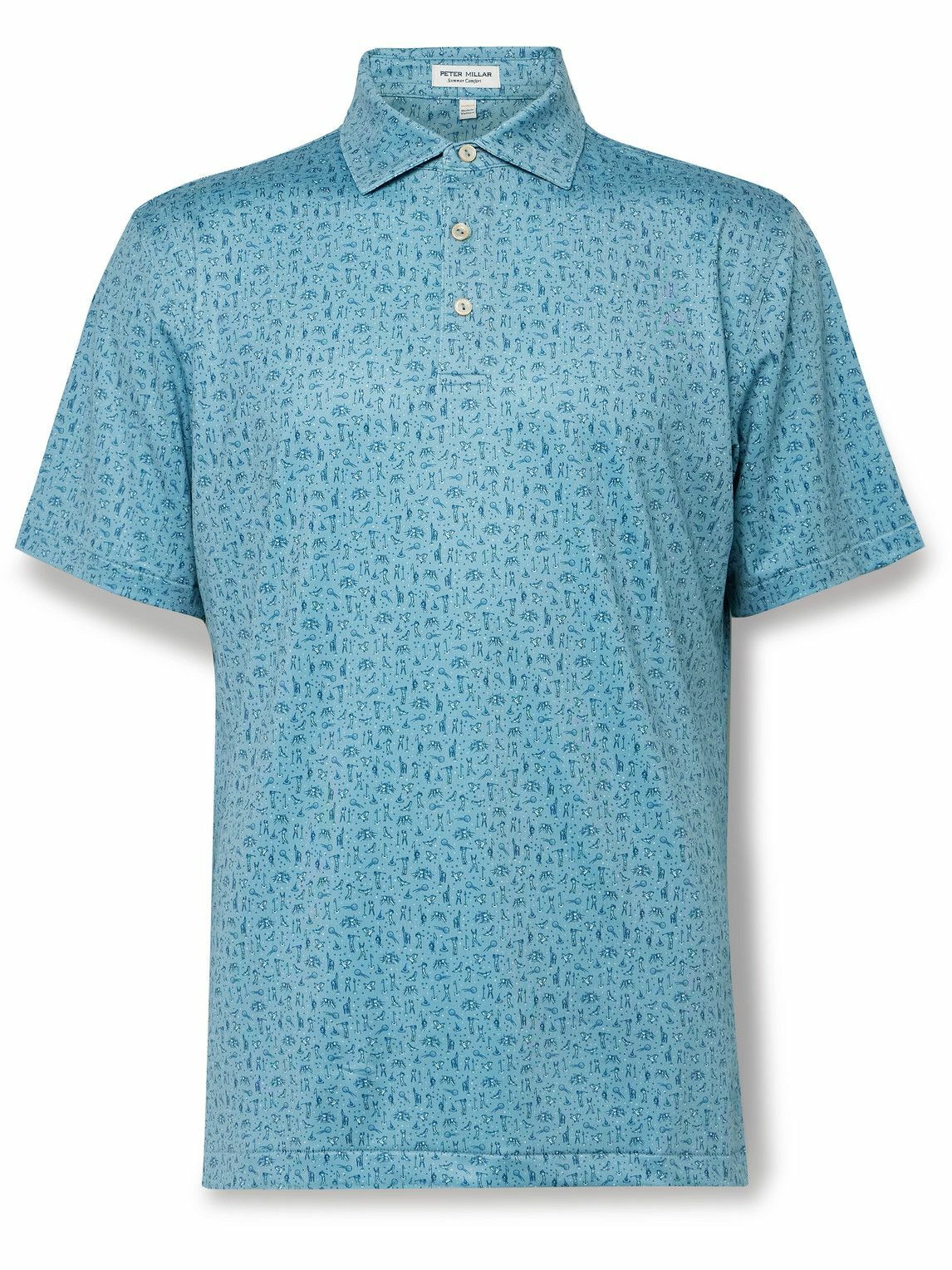 Peter Millar - Hole in One Printed Stretch-Jersey Polo Shirt - Blue ...