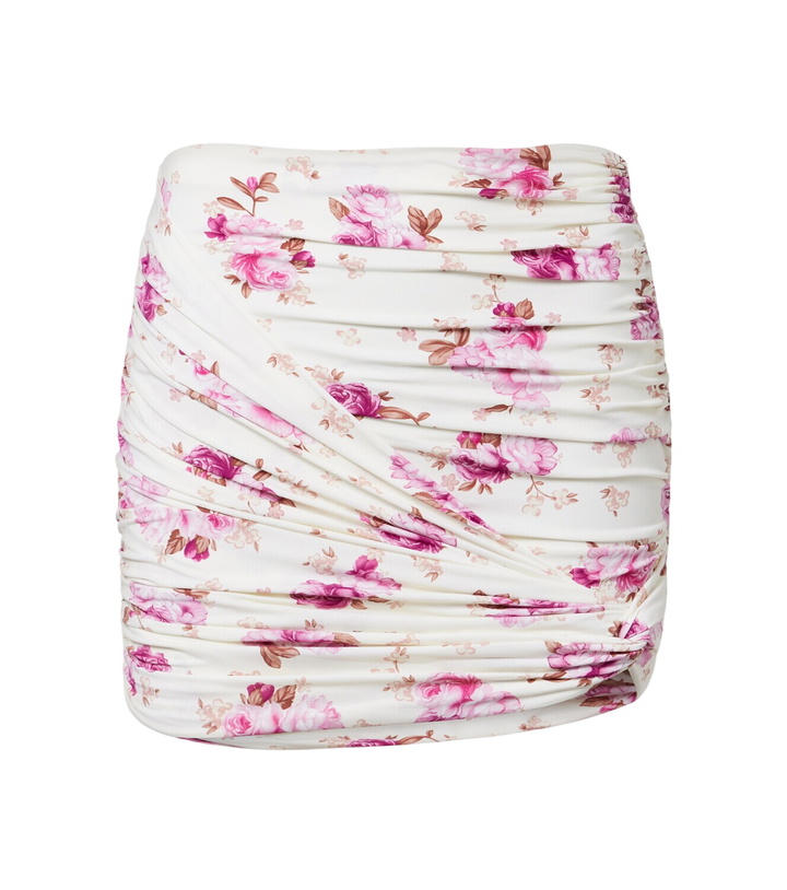 Photo: Magda Butrym Floral-appliqué ruched miniskirt