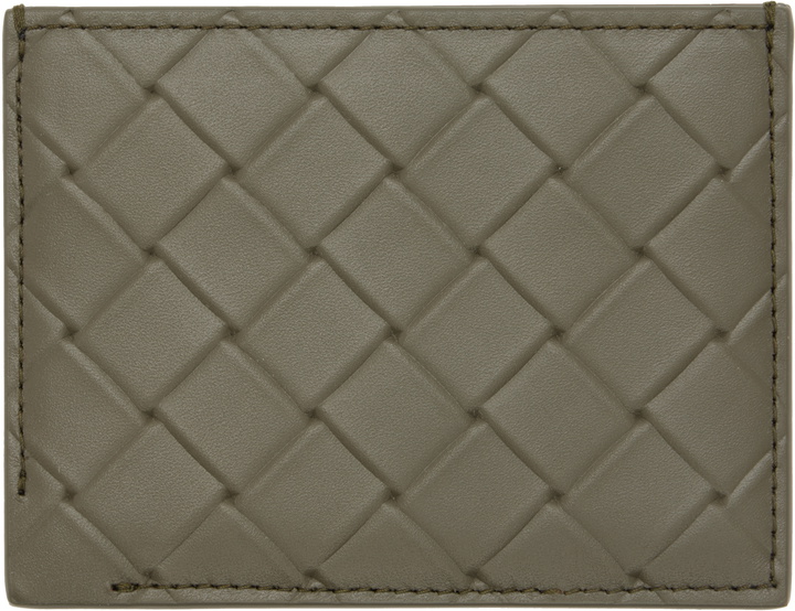 Photo: Bottega Veneta Khaki Intrecciato Stamp Credit Card Holder
