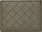 Bottega Veneta Khaki Intrecciato Stamp Credit Card Holder