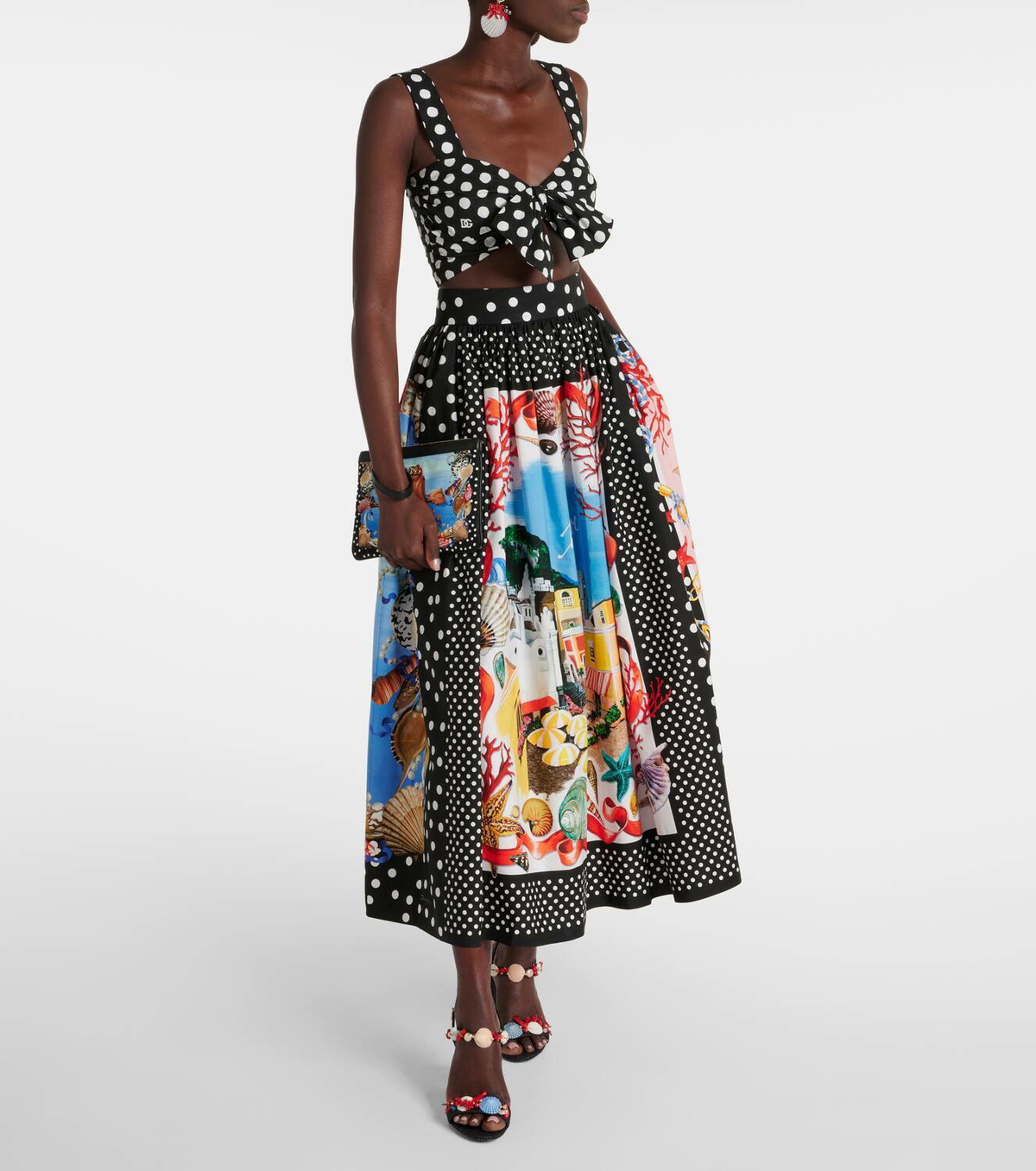 VIP【送料関税込】DOLCE&GABBANA PRINTED MIDI SKIRT DOLCE&GABBANA Maiolica printed silk-blend crepe de chine
