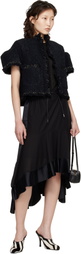 sacai Black Cotton Broadcloth Midi Skirt