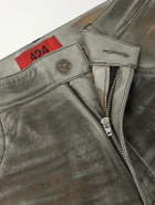 424 - Straight-Leg Leather Trousers - Silver