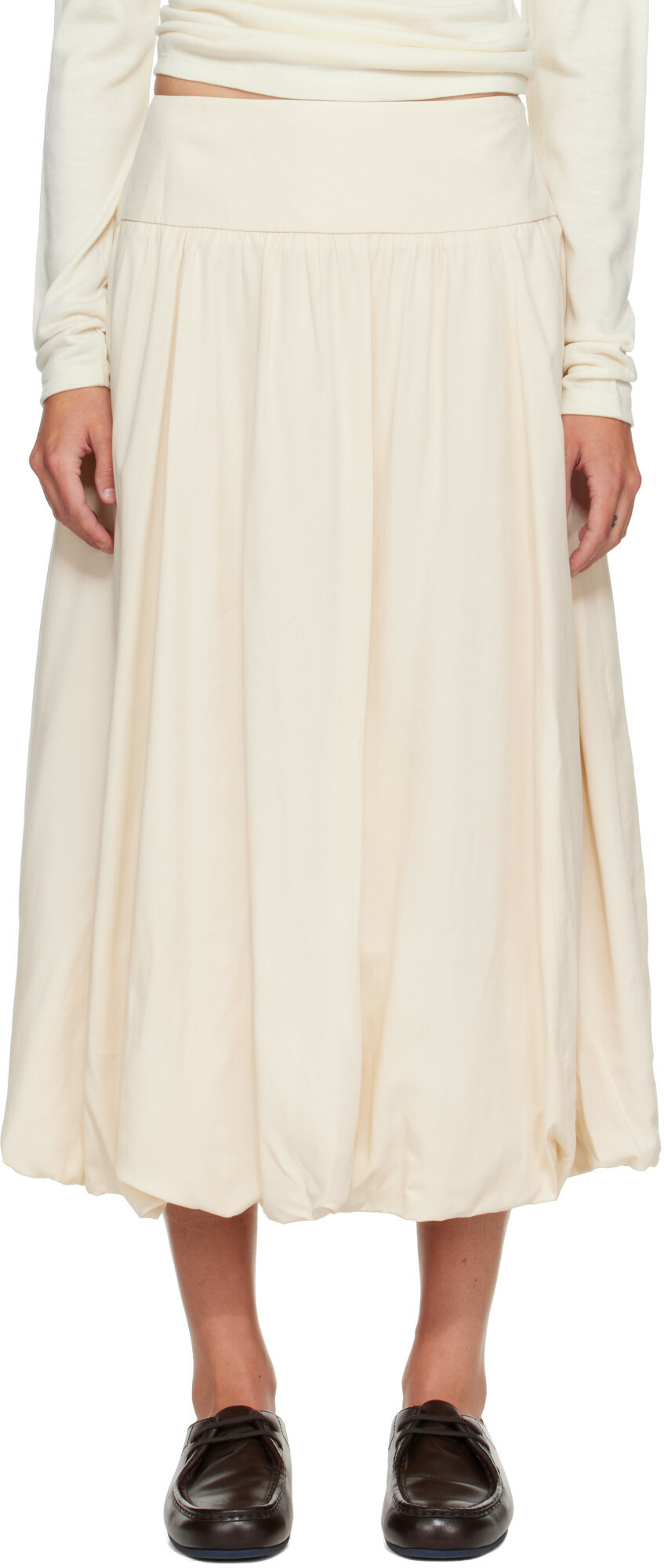 LE17SEPTEMBRE Off-White Fluid Balloon Midi Skirt