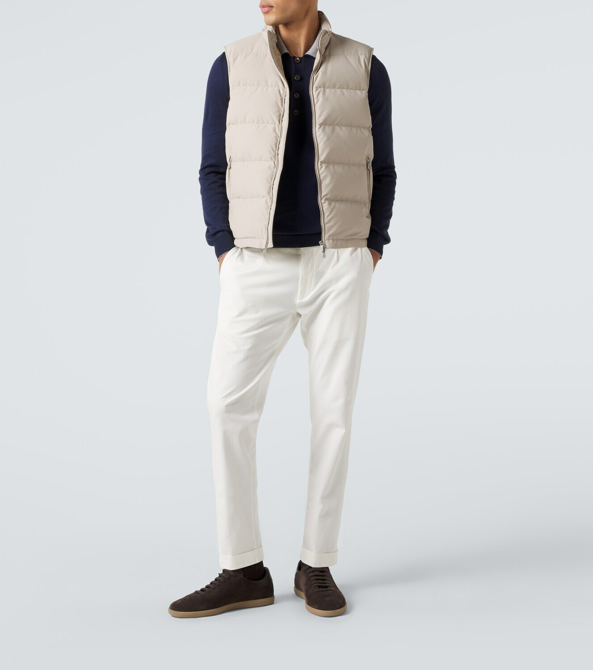 Eleventy Cotton and cashmere polo sweater